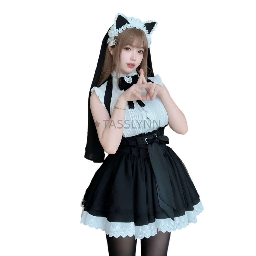 Anime Cosplay Nun - Cat Ear Nun Maid Dress Women's