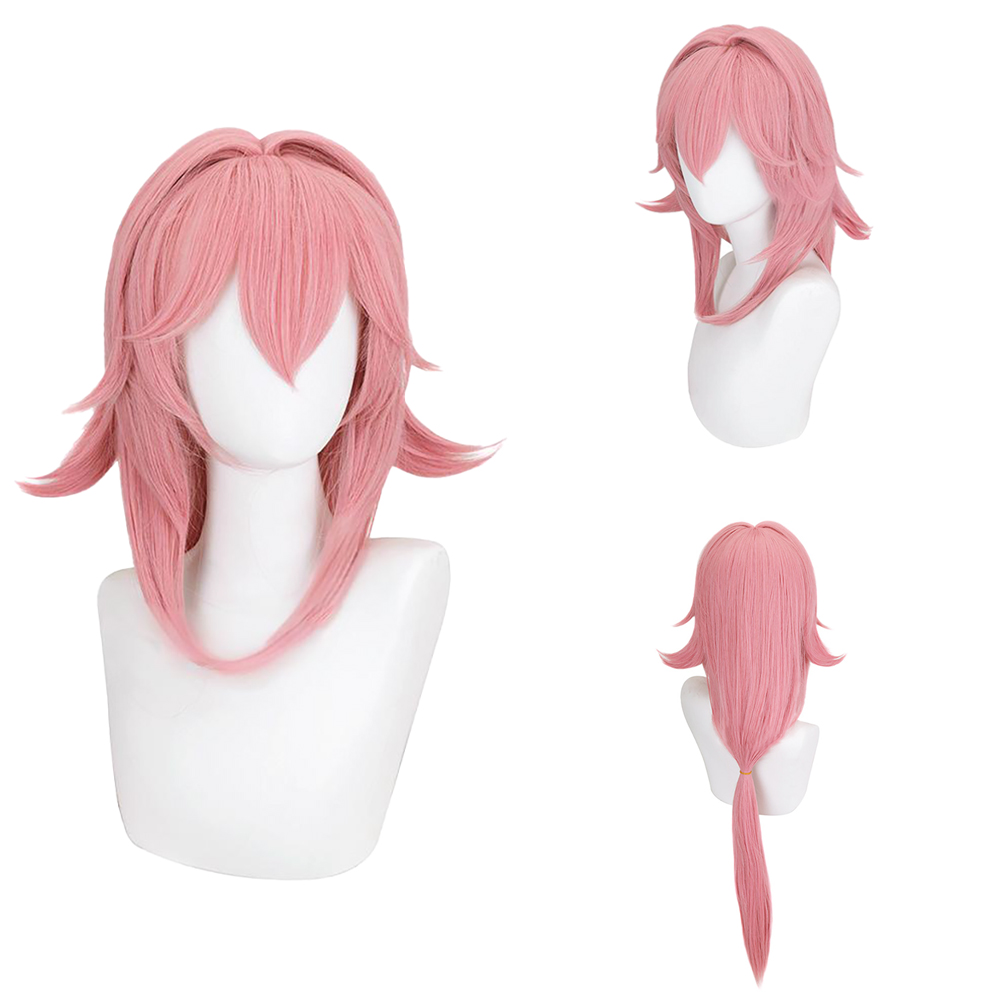Yae Miko Cos Wig Pink Natural  - огляд і ціна Anime Cosplay Photoshoot