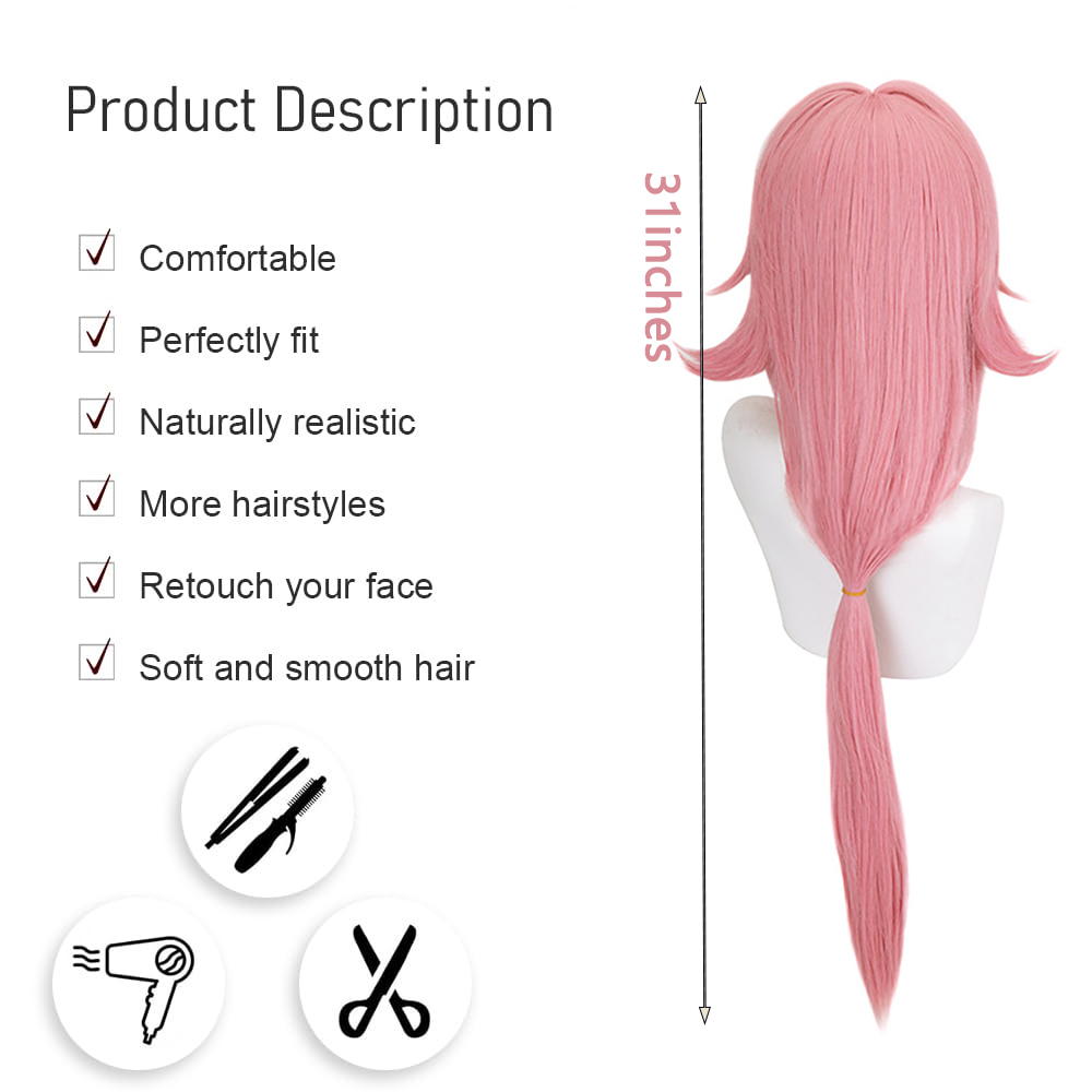Yae Miko Cos Wig Pink Natural  - огляд і ціна Anime Cosplay Photoshoot