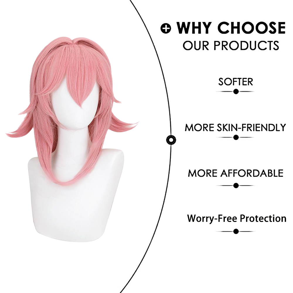 Yae Miko Cos Wig Pink Natural  - огляд і ціна Anime Cosplay Photoshoot