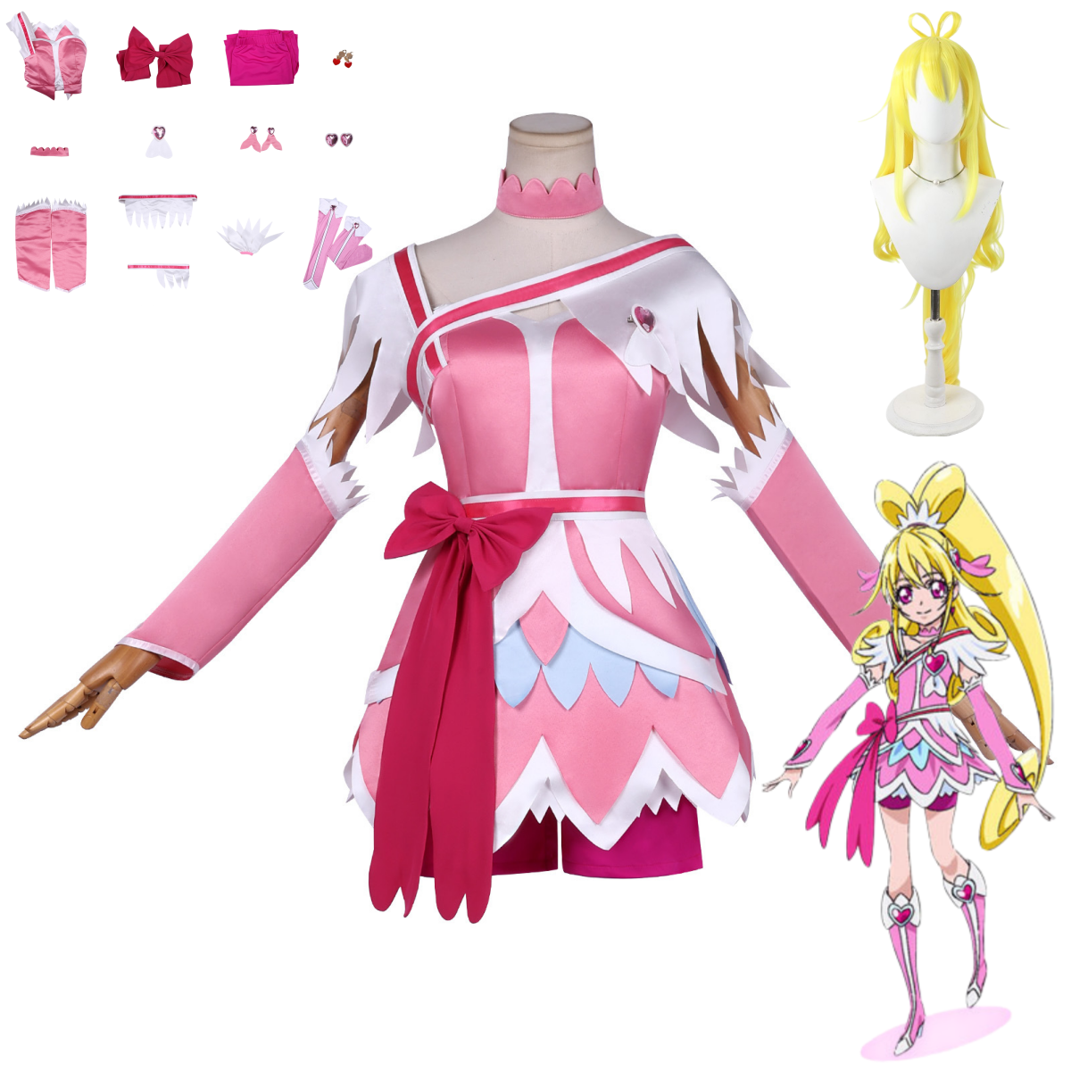 Anime Doki Doki! PreCure Cure  - огляд і ціна Cosplay Anime Pink Hair