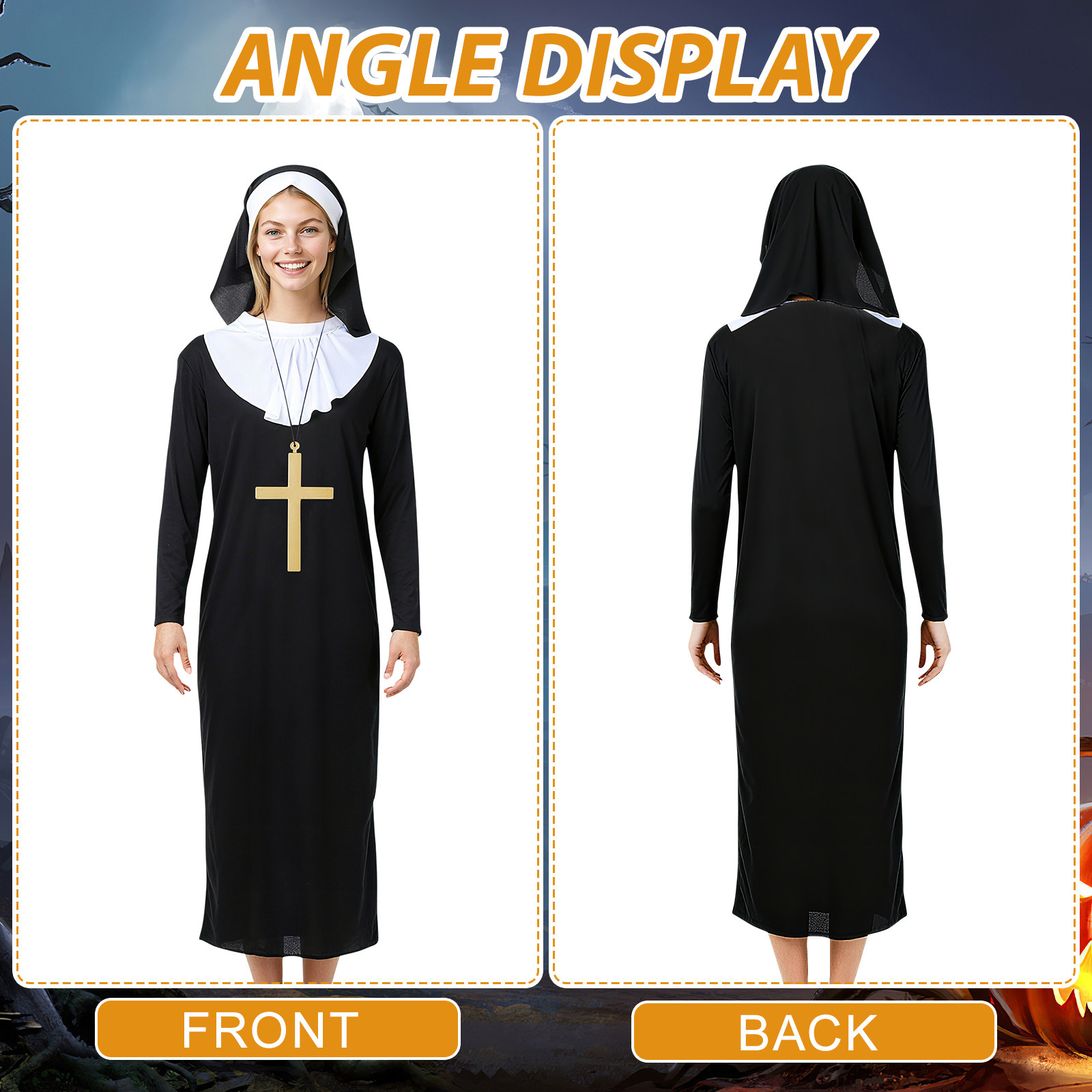 Nun Costume 3-Piece Robe Heads - огляд і ціна Anime Cosplay Nun